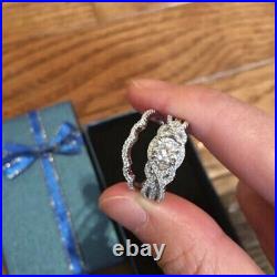14k White Gold Over CZ 1.80Ct Round Cut Lab Created Wedding Womens Pure Ring Set