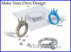 14k White Gold Plated Moissanite Wedding Set 1.5Ct Round Bridal Engagement Ring