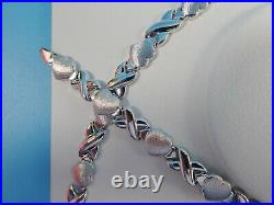 14k White Gold Set Necklace & Bracelet Xo Heart Over Real 925 Sterling Silver