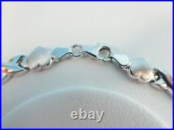 14k White Gold Set Necklace & Bracelet Xo Heart Over Real 925 Sterling Silver