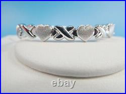 14k White Gold Set Necklace & Bracelet Xo Heart Over Real 925 Sterling Silver