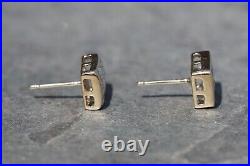 14k Yellow Gold 1ctw NATURAL Diamond Princess Square Invisible Set Stud Earrings