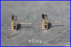 14k Yellow Gold 1ctw NATURAL Diamond Princess Square Invisible Set Stud Earrings