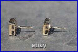 14k Yellow Gold 1ctw NATURAL Diamond Princess Square Invisible Set Stud Earrings