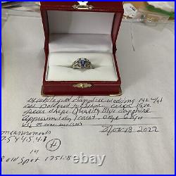 14k white gold wedding set withquality pear shape sapphire. Size 6.3/4