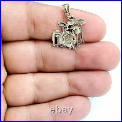 14k yellow Gold solid Drum sets Pendant charm gift instrument fine jewelry 1.4g