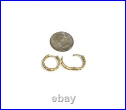 14kt Pure Yellow Solid Gold 17mm Channel Set C. Z. Huggie Earrings Free Shipping