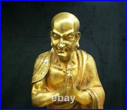 17'' pure red copper gold gilding handmade a set eighteen arhats of the Buddha