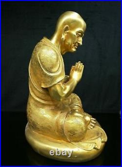 17'' pure red copper gold gilding handmade a set eighteen arhats of the Buddha