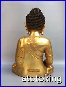 17antiquecopper Pure copper Gilt gold Sanbao Buddha Statue Pendulum piece a set