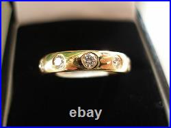 18 Carat Yellow Gold Diamond Set Wedding / Eternity / Dress Ring Bnib Made In Uk