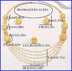 18K Gold Necklace Set Retro Geometric Necklace Earrings And Ring Wedding Party