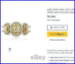 18K Pure Yellow and White Gold Canary Set halo and White Diamond Ring sz 7.25