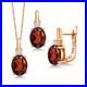 18K Rose Gold Plated Silver Pendant and Earrings Jewelry Set 9X7MM Garnet and