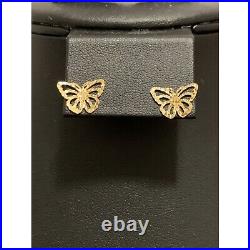 18K Saudi Gold Earrings Pendant Set Butterfly Fine Jewelry 1.91 grams