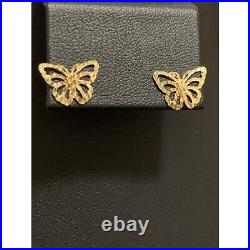 18K Saudi Gold Earrings Pendant Set Butterfly Fine Jewelry 1.91 grams