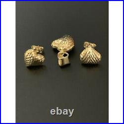 18K Saudi Gold Stud Heart Earrings Charm Pendant Set Fine Jewelry 3.34 grams