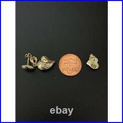 18K Saudi Gold Stud Heart Earrings Charm Pendant Set Fine Jewelry 3.34 grams