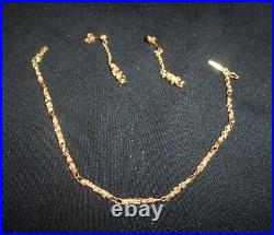 18K YELLOW GOLD NUGGET design 10g Bracelet 7 Earrings Set Signed MG