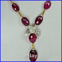 18k Pure Gold Natural Designer Tourmaline Diamond Necklace Earrings Jewelry Set