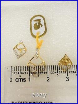 18k Pure Solid Gold Set Pendent Earring Studs American Diamond lab Created