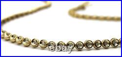 18k Solid Yellow Gold Bezel-Set Diamond Tennis Necklace 2.35Tcw