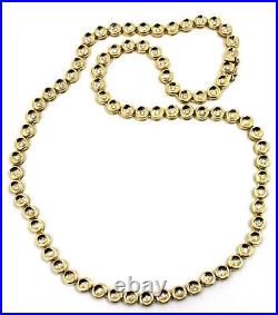 18k Solid Yellow Gold Bezel-Set Diamond Tennis Necklace 2.35Tcw