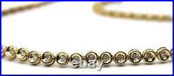 18k Solid Yellow Gold Bezel-Set Diamond Tennis Necklace 2.35Tcw