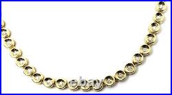 18k Solid Yellow Gold Bezel-Set Diamond Tennis Necklace 2.35Tcw