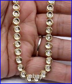 18k Solid Yellow Gold Bezel-Set Diamond Tennis Necklace 2.35Tcw