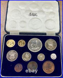 1955 South AFRICA 11 Coin Proof Set with 1R, 2R Gold. 3532 oz only 600 made