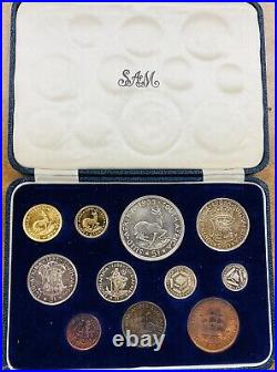 1955 South AFRICA 11 Coin Proof Set with 1R, 2R Gold. 3532 oz only 600 made