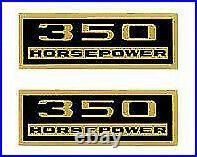 1965-66 Corvette Decal Set Valve Covers 350 Horsepower-black/gold Perfect 2pc