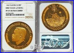 1969 Apollo 11 Coin Rare Gem Set-5 Coins-4 Ounces Pure Gold-ngc Slabbed W Case