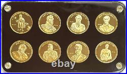 1980 GOLD (8 oz) HAWAIIAN MONARCHY SERIES 8 KINGS & QUEEN 1oz 999 FINE MEDAL SET