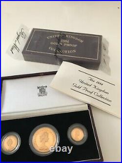 1984 United Kingdom GOLD Proof Set 3 Coin 22K pure gold- highly collectible