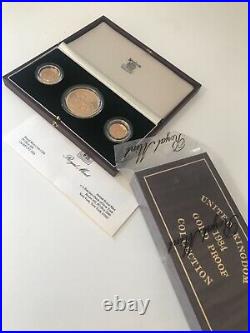 1984 United Kingdom GOLD Proof Set 3 Coin 22K pure gold- highly collectible