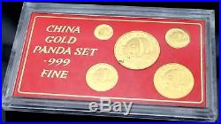 1987 China Chinese Panda. 999 Pure Gold 1.90 Oz Coins Set Of 5 Rare Collectible