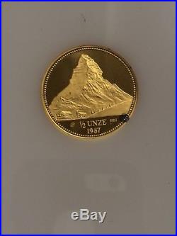1987 The Matterhorn 4 Piece 999.9 Pure Gold Switzerland Helvetia Proff Set