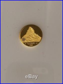 1987 The Matterhorn 4 Piece 999.9 Pure Gold Switzerland Helvetia Proff Set