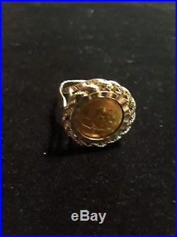 1988 999 PURE 1/20th OZ PANDA Coin Ring set in solid 14k. Size 7.5