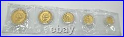 1988 China Yuan Panda 5 Piece. 999 Fine Pure Gold Proof Coin Set 1/20th-1 Oz