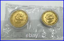 1988 China Yuan Panda 5 Piece. 999 Fine Pure Gold Proof Coin Set 1/20th-1 Oz