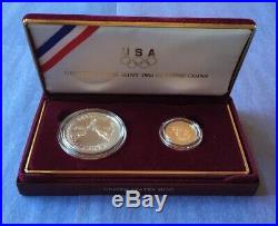 1988-W $5.00 Gold & $1.00 Silver Olympiad Coin Set. 24187 Ounce Pure Gold
