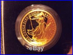 1989 4-Coin Gold Britannia Proof Set (withBox & COA) Total 1.85 oz of Pure Gold