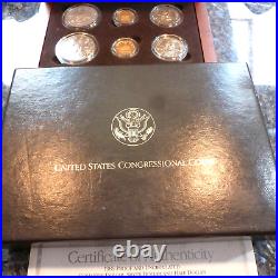 1989-W CONGRESSIONAL 6 COIN SET 2-$5 GOLD 2-$1 SILVER 2-50C PROOF & UNC WithCOA