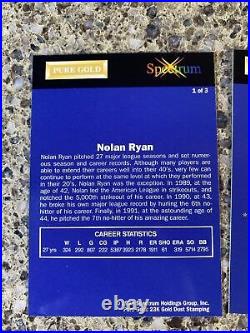 1993 Nolan Ryan Spectrum Pure Gold Set with COA MINT 3 card set