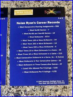 1993 Nolan Ryan Spectrum Pure Gold Set with COA MINT 3 card set