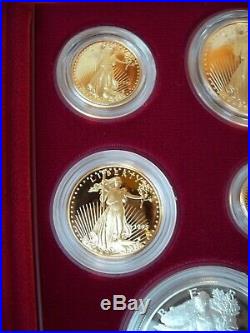 1995 W 10th ANNIVERSARY GOLD & SILVER 5 COIN PROOF SET 100% PERFECT