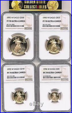 1995 W 10th Anniversary Gold Eagle 4 Coin Proof Set Perfect NGC PF70 X 4 + OGP